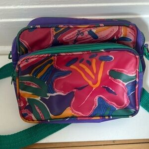 Vintage Ken Done Floral crossbody belt Bag y2k 90s